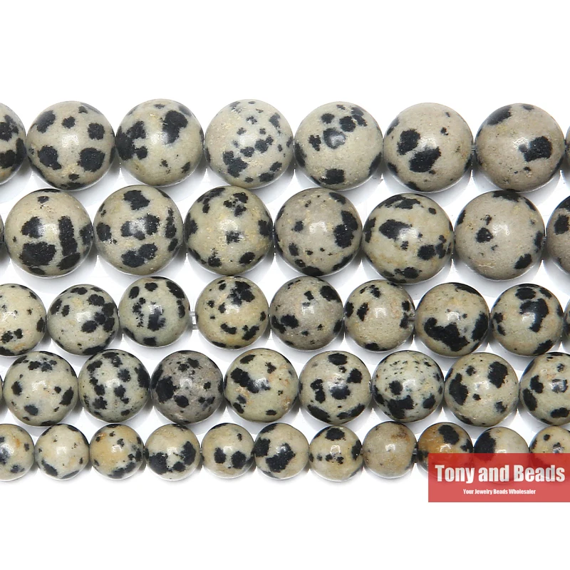 Natural stone beads dalmation jasper round 15 strand 4 6 8 10 12MM for jewelry making
