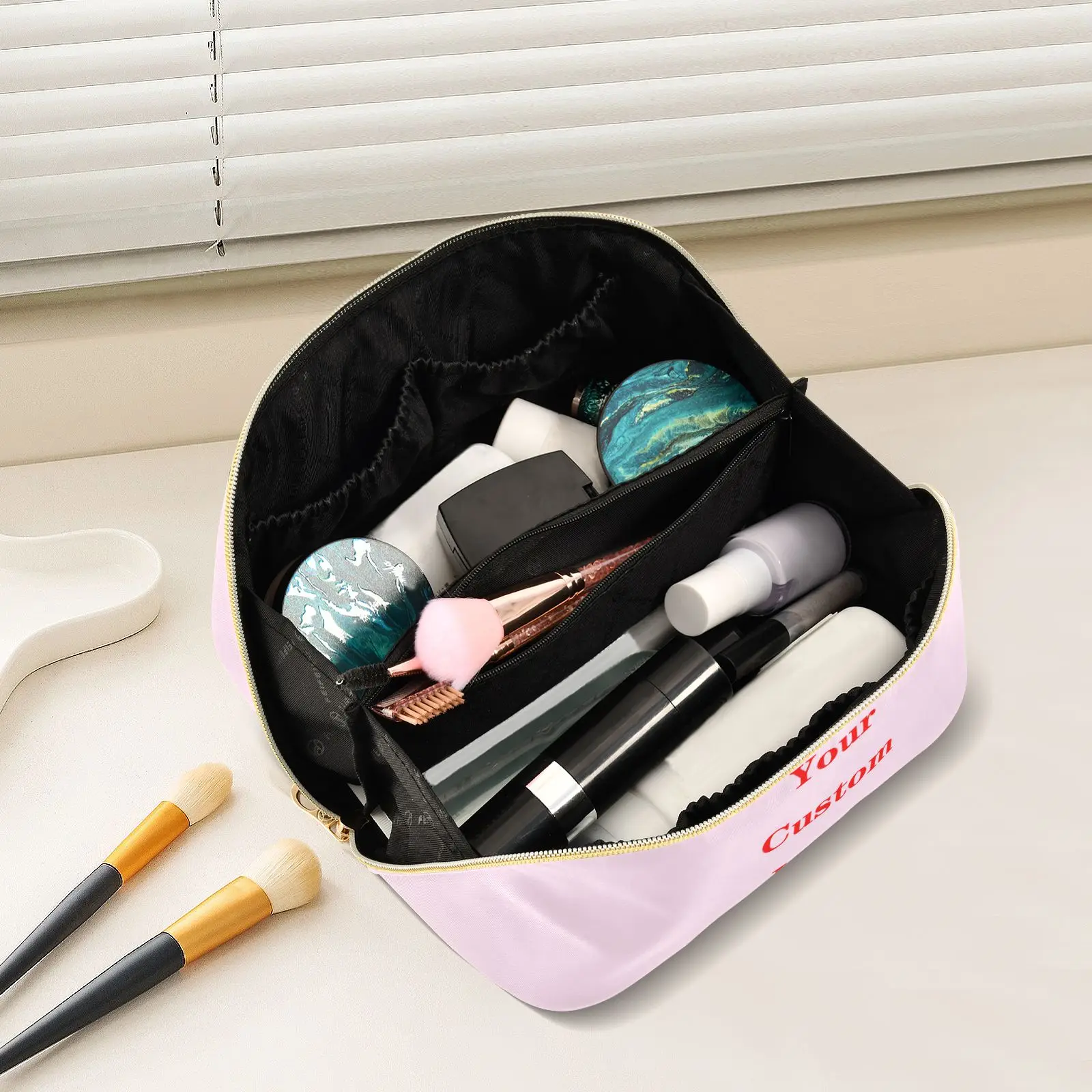 New Toiletry Bag Rhombus Cosmetic Bag Organizer Women Travel Make Up Customized Pattern Big Capacity Cosmetics Suitcases Makeup 4