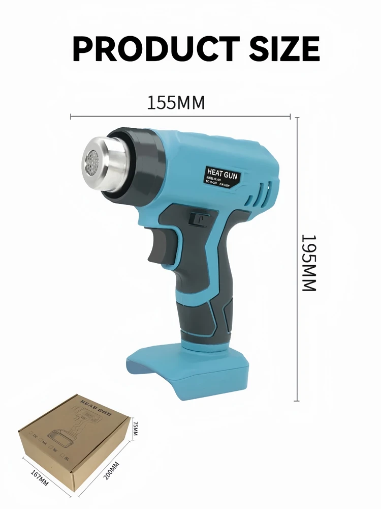 Hot Air Gun Fast Heating Portable Heat Gun 4 Nozzle Attachments for Makita Dewalt Milwaukee Bosch Black&Decker 18V 20V Battery 6