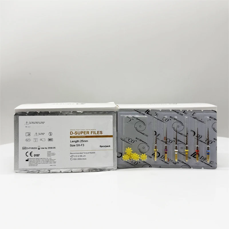 Hochwertige NiTi-Legierung, 6 Stück/Packung, Dental-D-SUPER-FILE, goldene Wärmeaktivierung, 25 mm, SX-F3 # Zahnbohrer