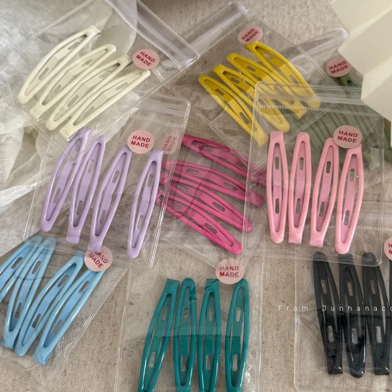4 stücke Frauen Mädchen Legierung Bobby Pin Oval Form Candy Farbe Haar Clip Einfache Geometrische Haarnadel Nicht-slip Haar halter Mode Kopfbedeckungen