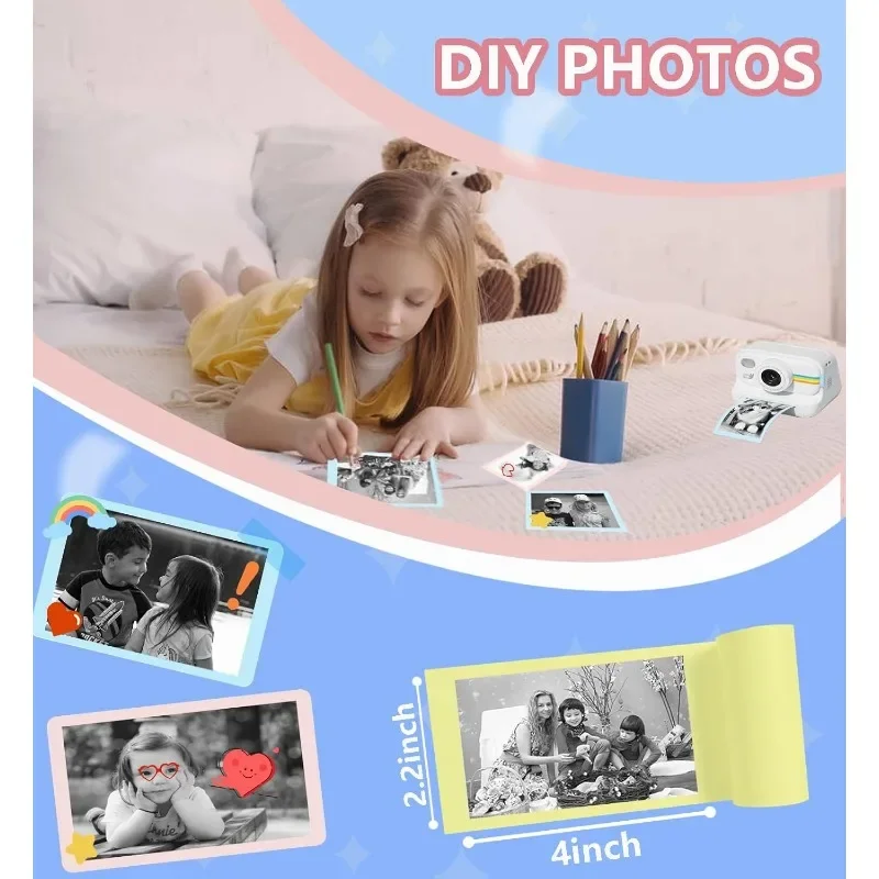 6 Roll Printer Paper for Kids Instant Print Camera, HD Printing Thermal Print Paper Set, Refill Replace Camera Printer Paper