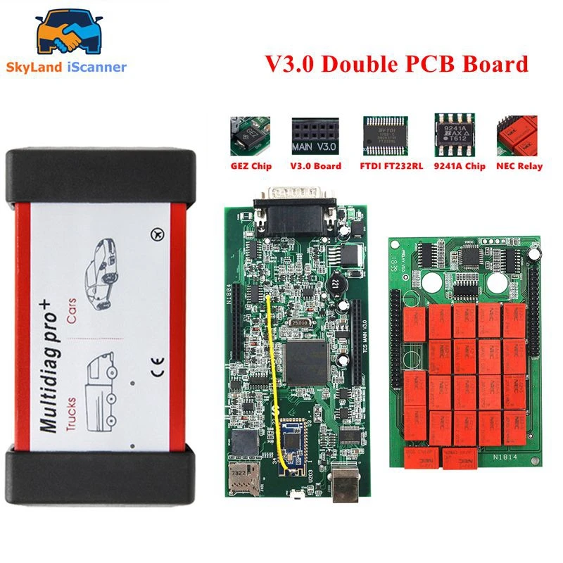 Car Diagnostic Device OBD2 Diagnostic Tool Multidiag Pro+ V3.0 Bluetooth USB Scanner for TCS .R3 KEYGEN NEC Relays Scan Tool