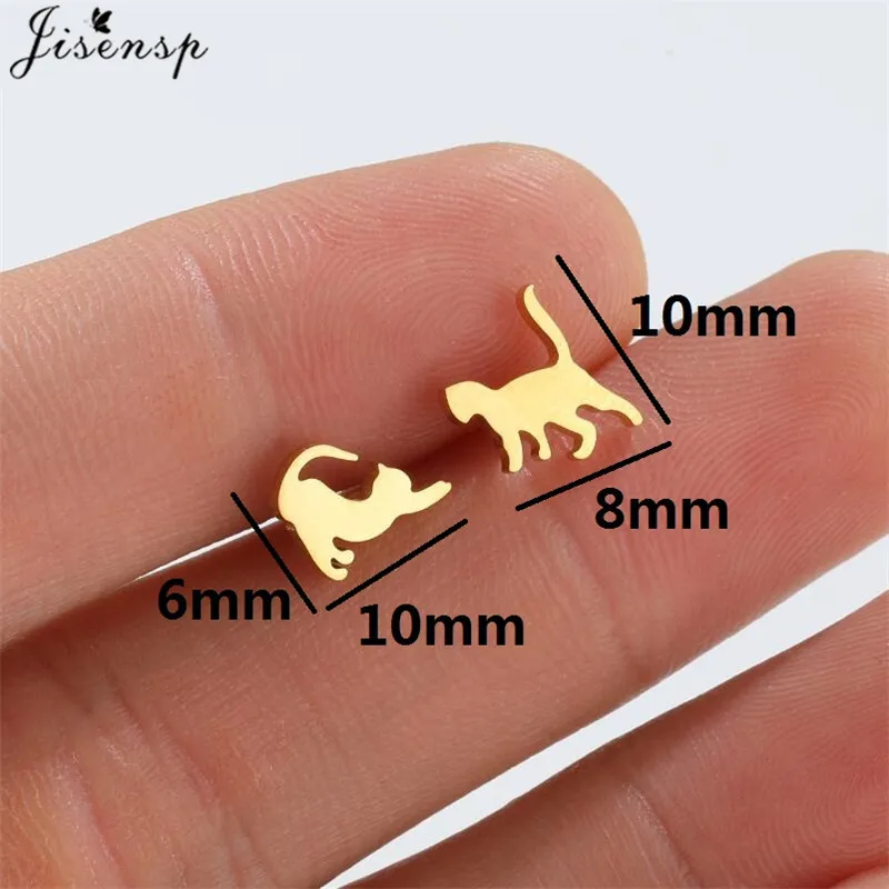 Kleine Edelstahl-Katzenohrringe 2025 Minimalistische Niedliche Kätzchen-Ohrstecker Korea-Stil Mädchen Ohrschmuck Accessoires – Detail 40