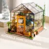 Robotime Mini Green House Cathy's Flower House DIY Dollhouse Wooden Miniature Furniture Kit with LED Best Birthday Gifts 6