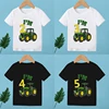 Farm Tractor Car Print Happy Birthday Cartoon Kids T shirt 1 2 3 4 5 6 7 8 9 Years Girls Clothes Baby Boys Short Sleeve T-Shirts 1