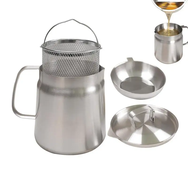 

Stainless Steel Oil Filter Pot Large Capacity Oil Container For Household Multifunctional Oil Container For Kitchen Ergonomic