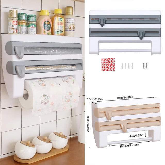 Soporte De Papel Cocina Estante Para Pared Almacenamiento Cortador