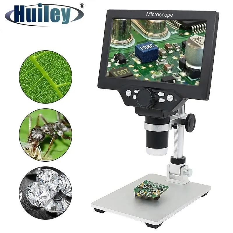

1200X Microscope Digital Portable 7" LCD Video Microscope 12MP for Soldering Electronic PCB Inspection Continuous Zoom