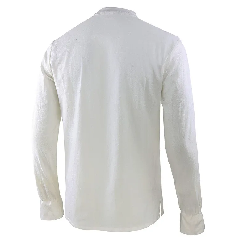 Camicia Vintage Medievale Uomo Vichinga Pirata – Lino, Maniche Lunghe, Lacci, Steampunk Rinascimentale