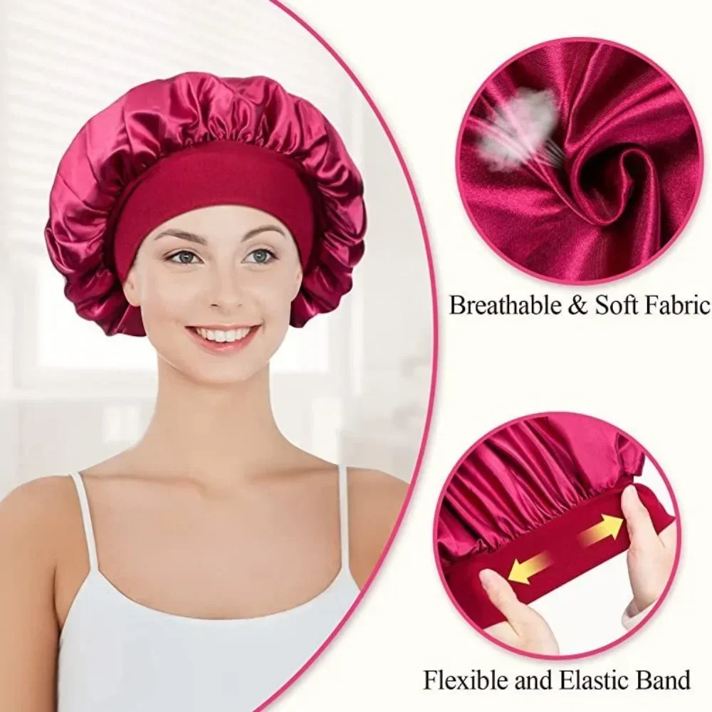 Large Satin Bonnet Silk Bonnet Hair Wrap for Sleeping Sleep Cap With Elastic Soft Band Big Bonnets for Women Hair Care Caps satin bonnet hair bonnet silk bonnet