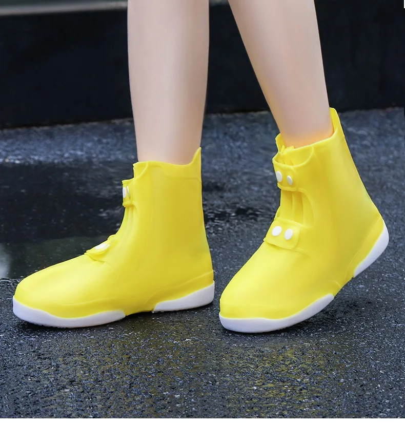 Wasserdichte Schuhüberzüge Wiederverwendbare Silikon-Regenschuh-Schutzhülle Unisex für Männer und Frauen Doppelknopf Großmäuliger Schuh-Wasserschutz – Detail 14