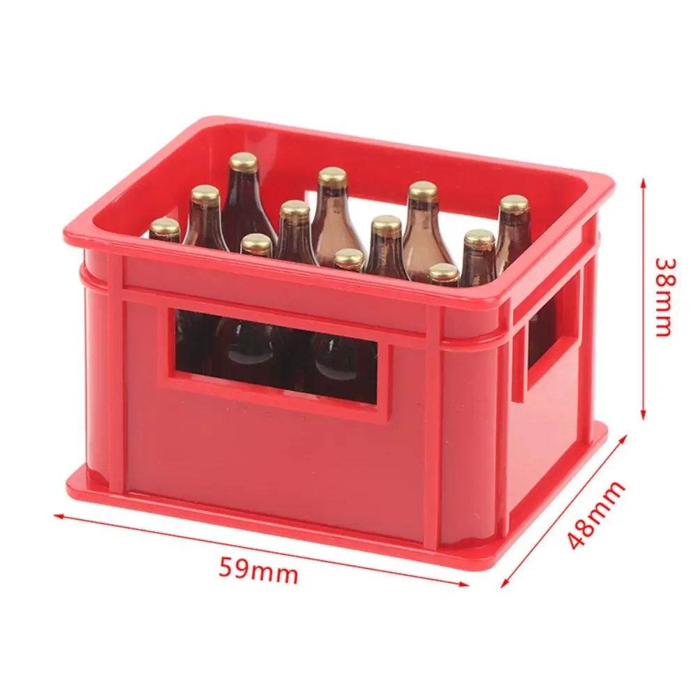 1Set 1:12 Mini Dollhouse Beer Resin Frame Storage Basket With 12 Bottles Simulation Drink Beer Model DIY Doll Accessories 6