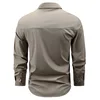 Men Outdoor Elastic Quick Drying Cargo Shirts Multi Pockets Tooling Shirts New Spring Male Breathable and Comfortable Shirts 4XL 3