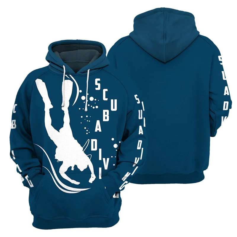 thumbnail image 1 of Sudadera con capucha de manga larga para hombre con estampado 3D de buceo, sudadera para correr al aire libre, sudadera informal de primavera y otoño para hombre, 1 of 5