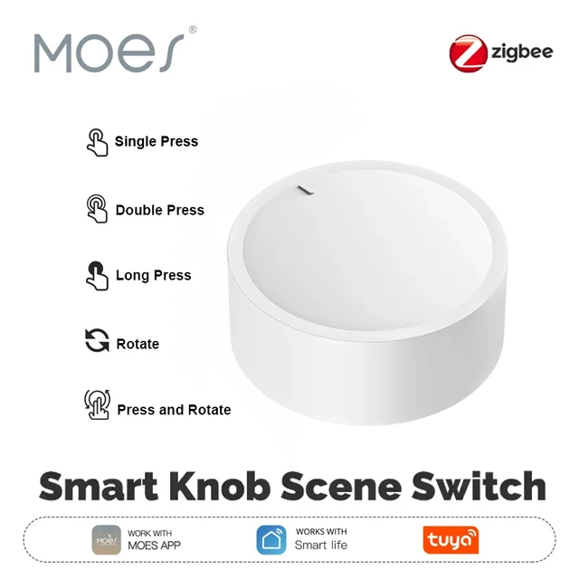สวิตช์ปุ่มกดไร้สายอัจฉริยะ MOES Tuya ZigBee สร้างฉากในแอป Smart Life ใช้พลังงานจากแบตเตอรี่ ควบคุมระบบอัตโนมัติภายในบ้าน 1