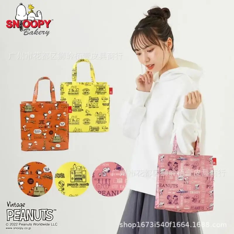 

New Kawai Snoopy Tote Cartoon Cute Small Lunch Bento Bag Portable Large Capacity Handbag Shoulder Bag Large Capacity Tote Bag