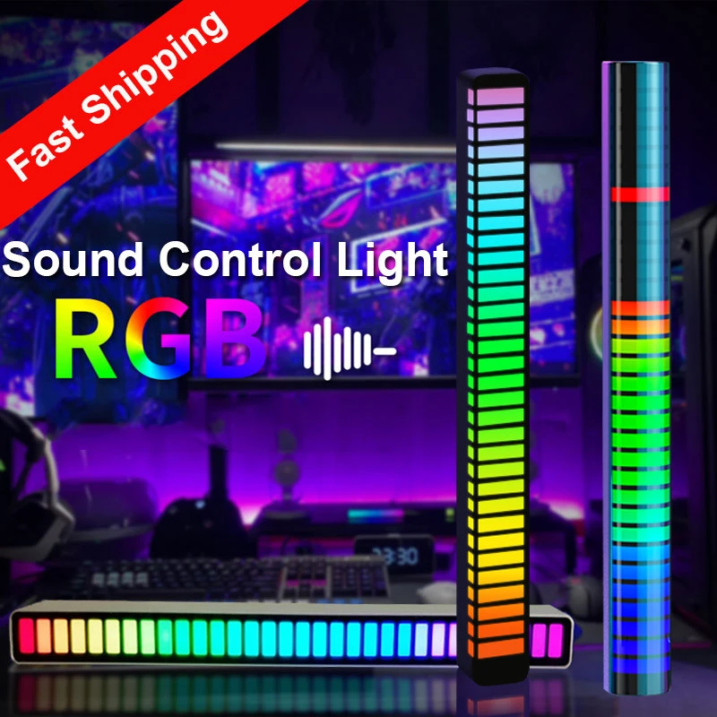 mi motion activated night light 2 NEW 3D Arc RGB Rhythm Light Music Sound Control Lamp LED Strip App Pick Up Voice Activated Color Bar Room Ambient Light Battery wall night light