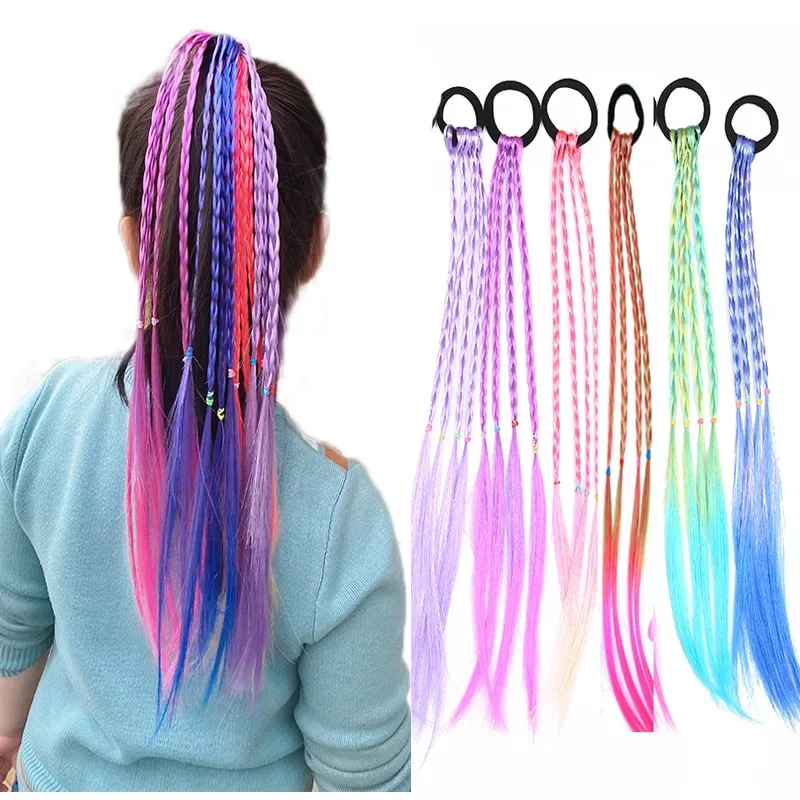 

Children's Colorful Hairbands Fashion Gradient Color Braided Hair Ponytail Ornaments Children Girl Hair Accessories