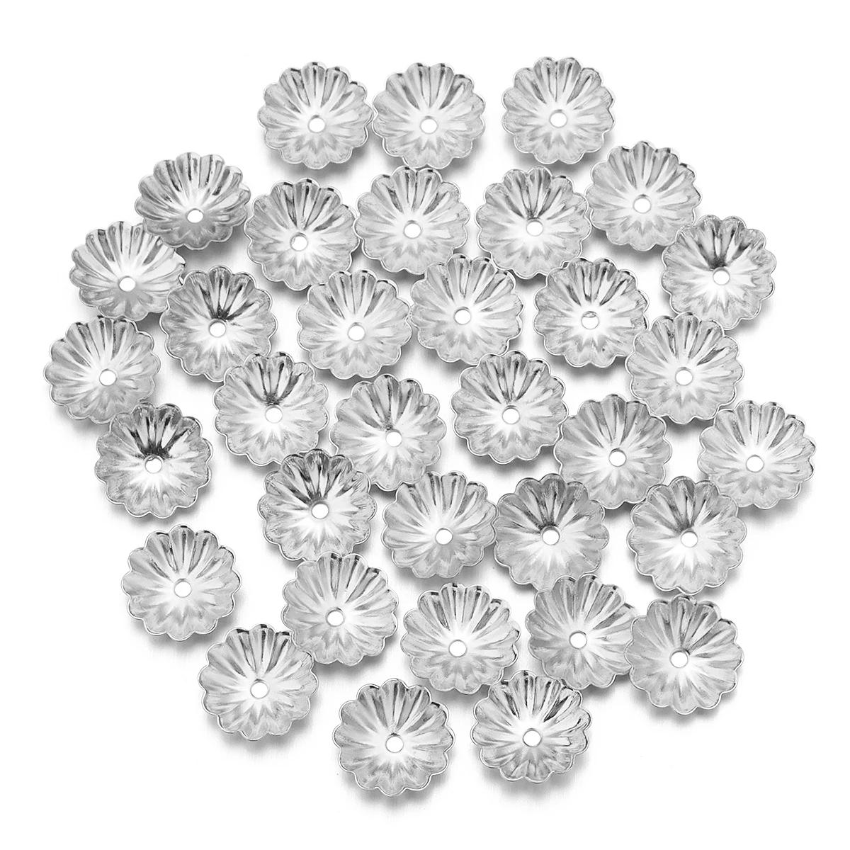 30-100 Teile/los 10 Stile Edelstahl Blatt Blumen Perlen Endkappen für Schmuck Machen Handarbeiten Spacer Bead Caps DIY Zubehör – Detail 10