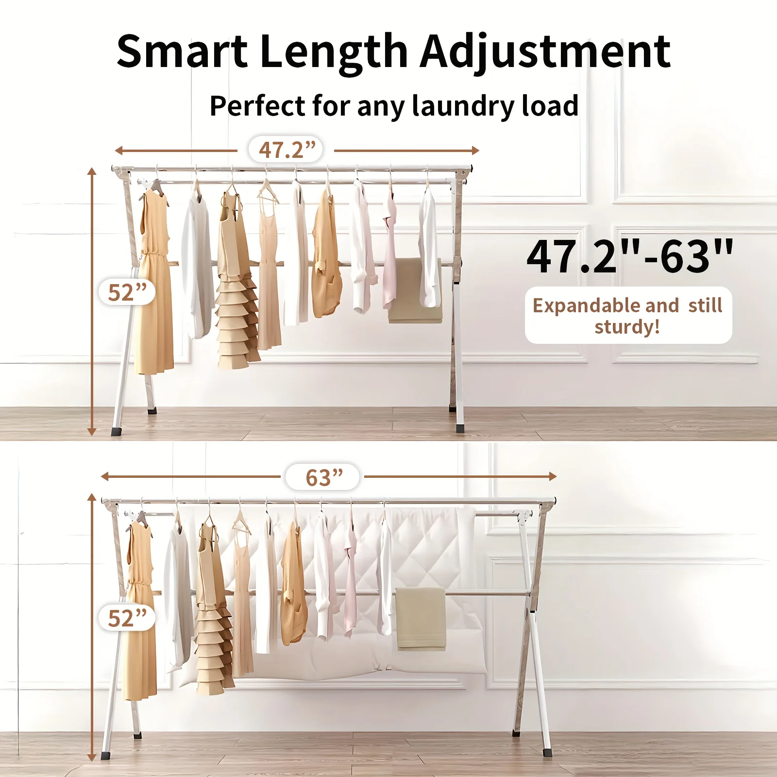 Folding Metal Drying Rack with 20 Hooks for Indoor & Outdoor Laundry
