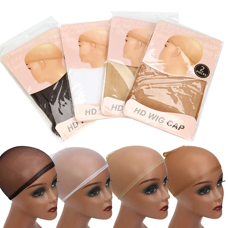 HD-Perückenkappe, unsichtbare Motorhaube, Perruque, Schwarz, Braun, Beige, Weiß, Perückennetz, Haarnetze, 2 Packungen, 4 Stück HD-Strumpfkappen für Perücken – Detail 4