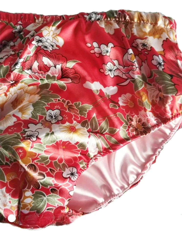 Handmade Silk Soft Satin  Women's Underwear mid Waist Comfortable Briefs Ladies Innerwear Home Clothes - 4