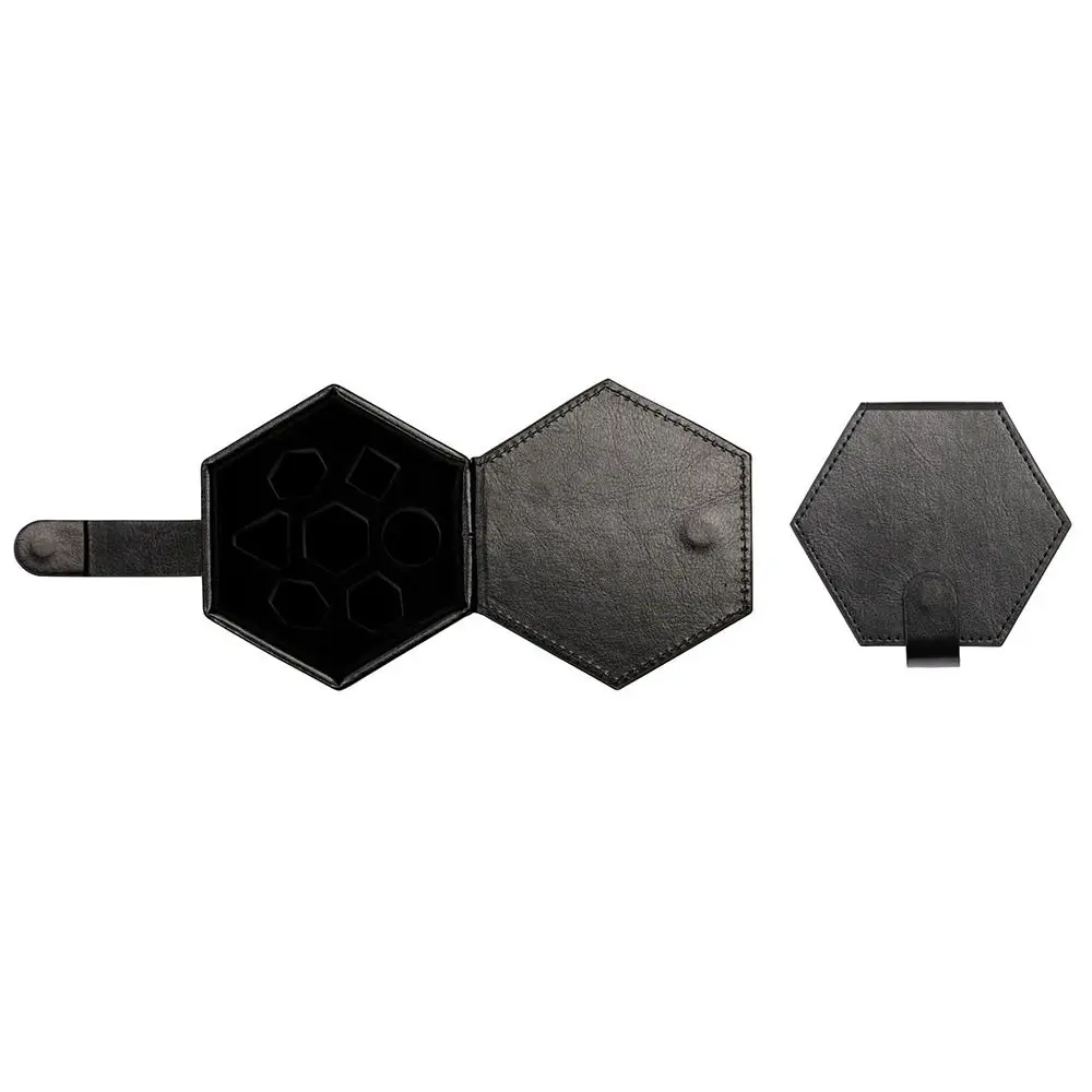New PU Leather Dice Storage Bag Can Hold 7 Dice Hexagon Run Group Dice Box Protective DND Dice Tray