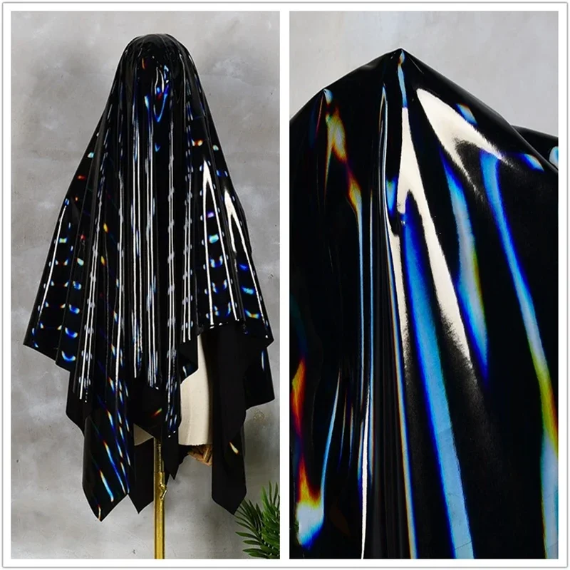 Black Mirror High Elastic Leather Soft Imitation Leather Clothing Fabric Cloth for Sewing Meters Diy Material