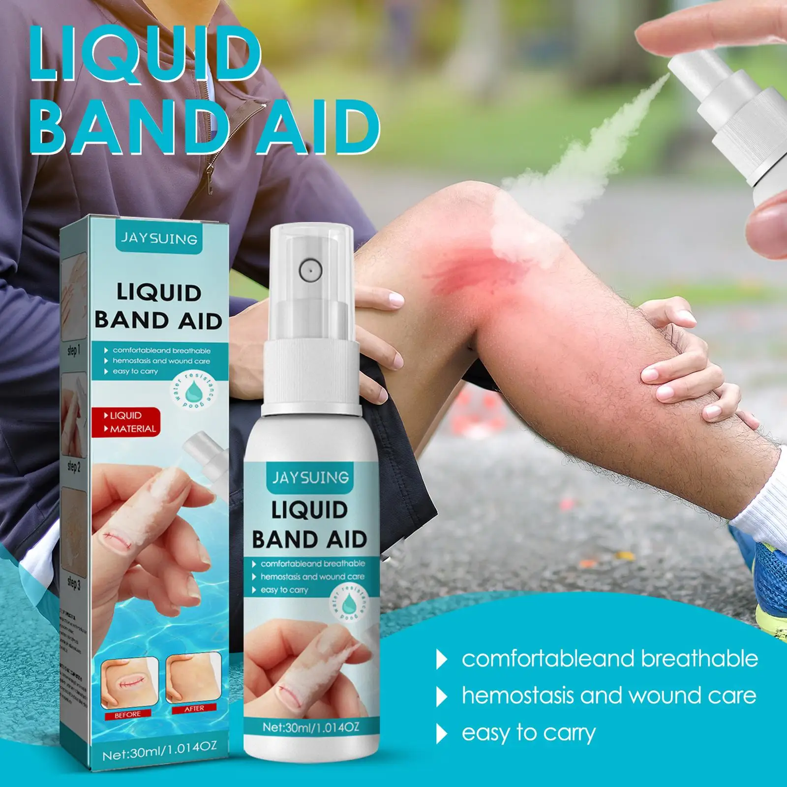 30ml Liquid Bandage Sprayer Waterproof First Aid Liquid Bandage Medical Disinfecting Adhesive Hemostasis Plaster for Small Cut
