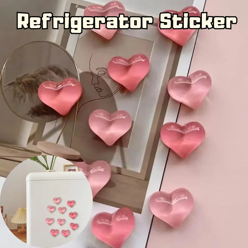 แม่เหล็กติดตู้เย็นรูปหัวใจสีชมพู 10/20/100 ชิ้น แม่เหล็กเรซิ่นน่ารักเรียบง่าย ตกแต่งสไตล์ Ins สำหรับห้องครัว บ้าน สำนักงาน ที่หนีบโน้ต ที่หนีบรูปภาพ 1