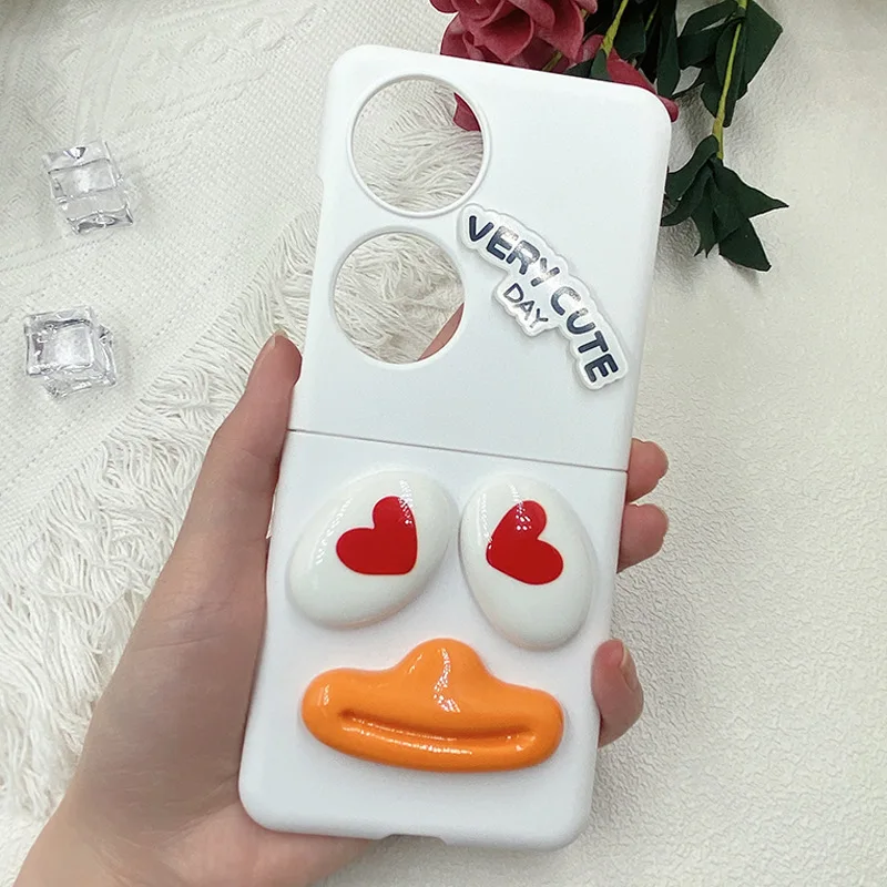 Case For Huawei Pocket S P50 Poket DIY Alphabet Big Billed Duck Snow White Hard Mobile Phone Case Cover