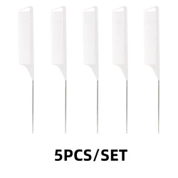 Professional Candy Color Pointy Tail Hair Styling Comb Set - 5/12 Pieces (5PCS  White)