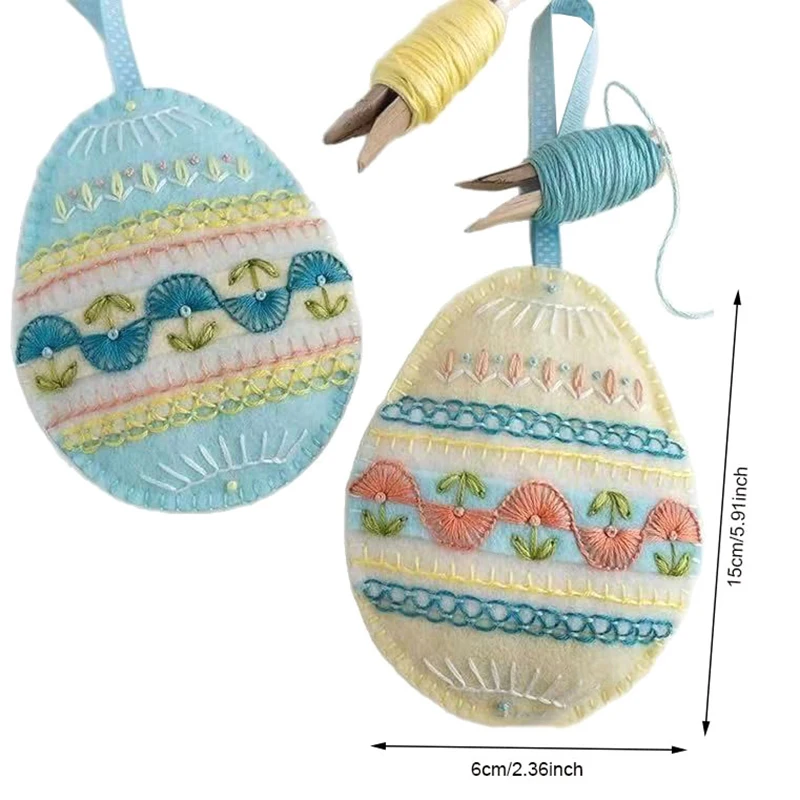 DIY Crafts Embroidered Felt Easter Eggs Kit Easter Party Decorations Egg Embroidery Pattern Ornament Set