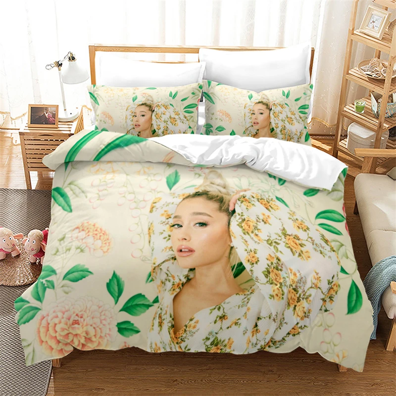 Ariana Grande set di biancheria da letto con chiusura lampo Ariana1,135 x 200 cm/50 x 75 cm set di biancheria da letto matrimoniale in microfibra