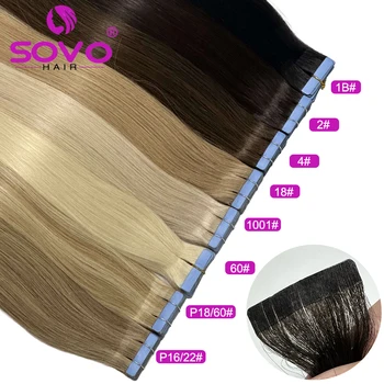 40Pcs  Tape In Hair Extensions Human Hair Brazilian Straight Hair 100% Real Human Hair Extensions High Quality