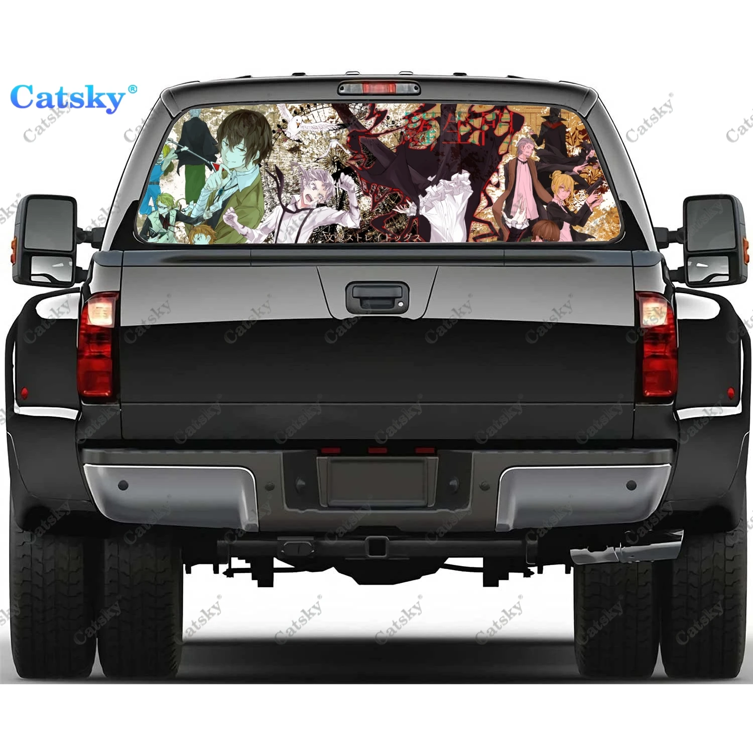 

Bungou Stray Dogs Print Rear Window Stickers Windshield Decal Truck Rear Window Decal Universal Tint Perforated Vinyl Graphic
