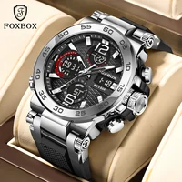 LIGE Fashion Mens Watch LED Dual Display Luminous Outdoor Sports Quartz Watches Waterproof Business Man Watch Chronograph Clock