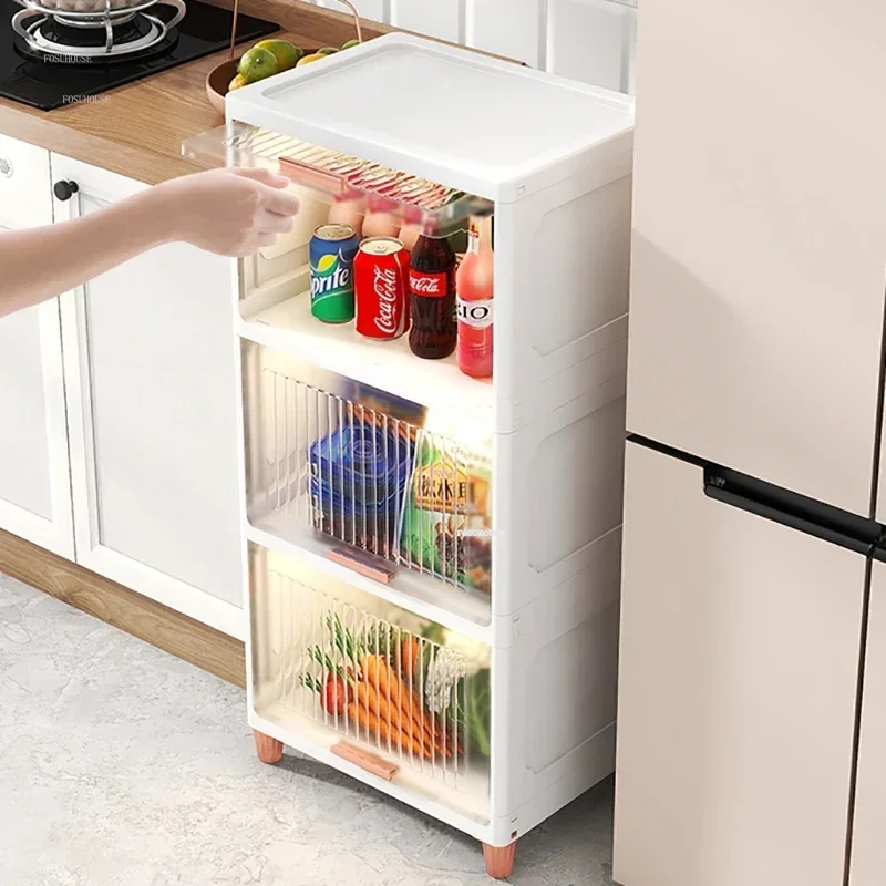 Nordic Living Room Floor Storage Cabinet Simple Flip Snack Kitchen Cabinets Multi-layer Pot Rack Cupboard Home Kitchen Furniture