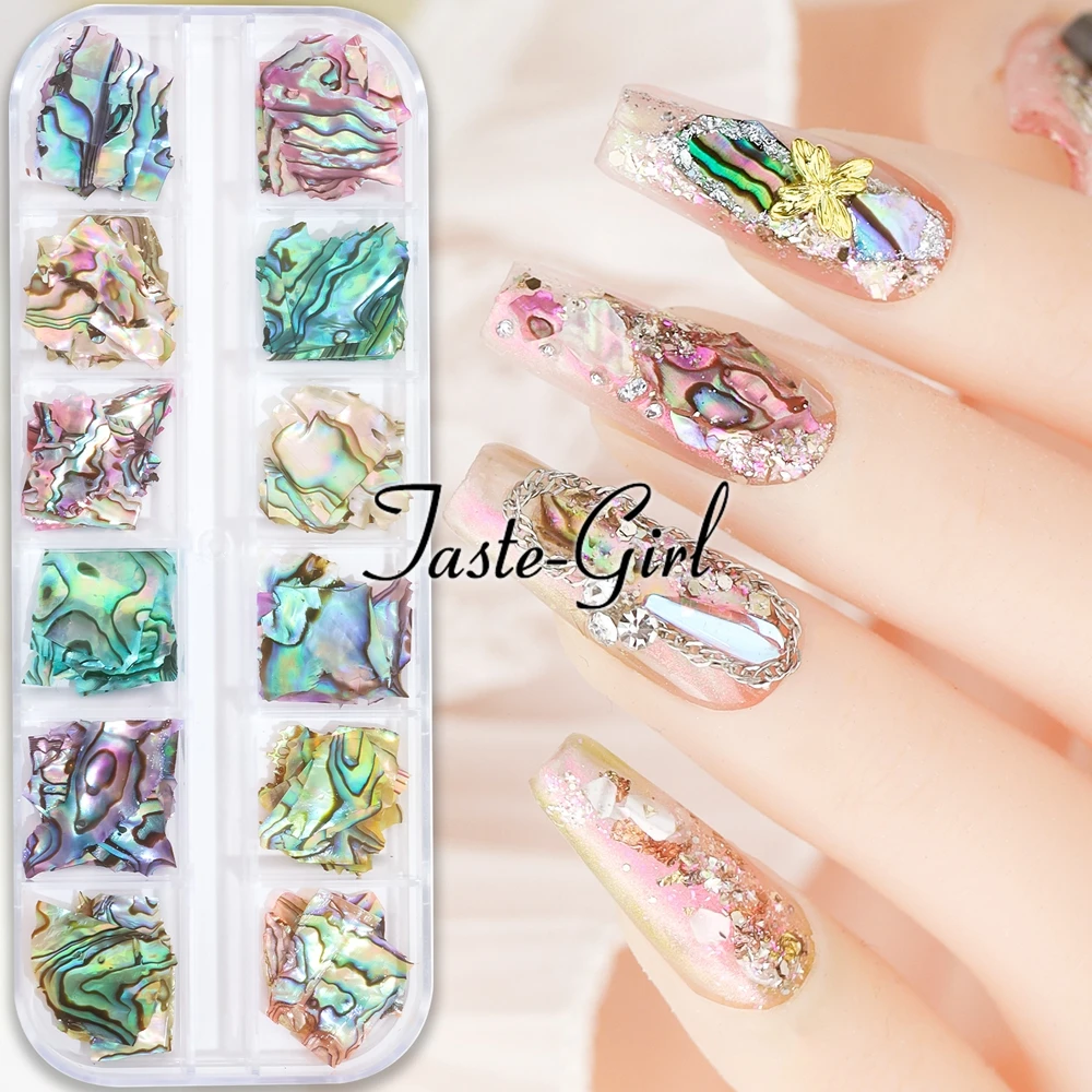 1 Box Nails Abalone Shell Fragments Texture Natural Sea Shell 3d Charm