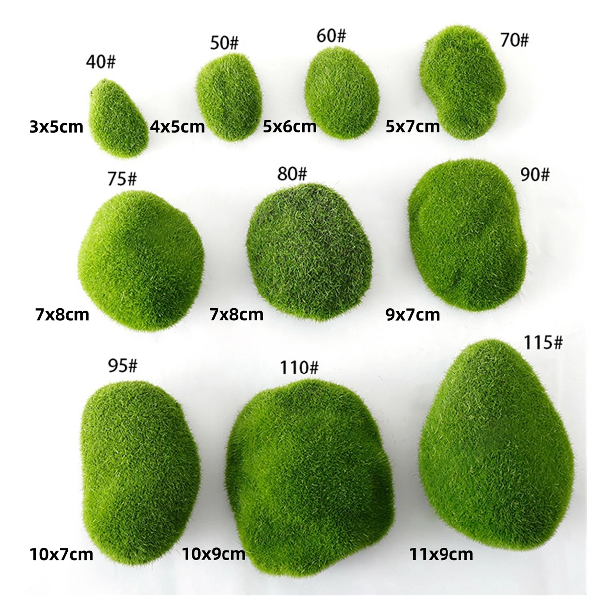 Faux Green Moss Covered Stones 1 Pack Garden Landscaping DIY Decoration Bonsai Moss Ornaments Simulation Foam Balls Multi-Size decorative stones artificial stones artificial moss rocks