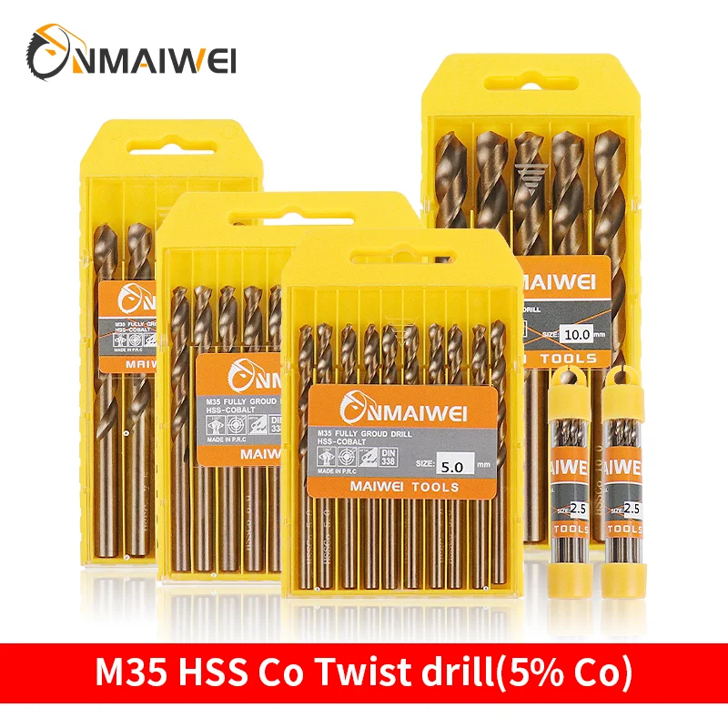 5-10 stücke 1-13mm HSS M35 Kobalt Spiralbohrer Set Solide Wolfram Bits Für Edelstahl aluminium Eisen Holz Metall Bohrer bits