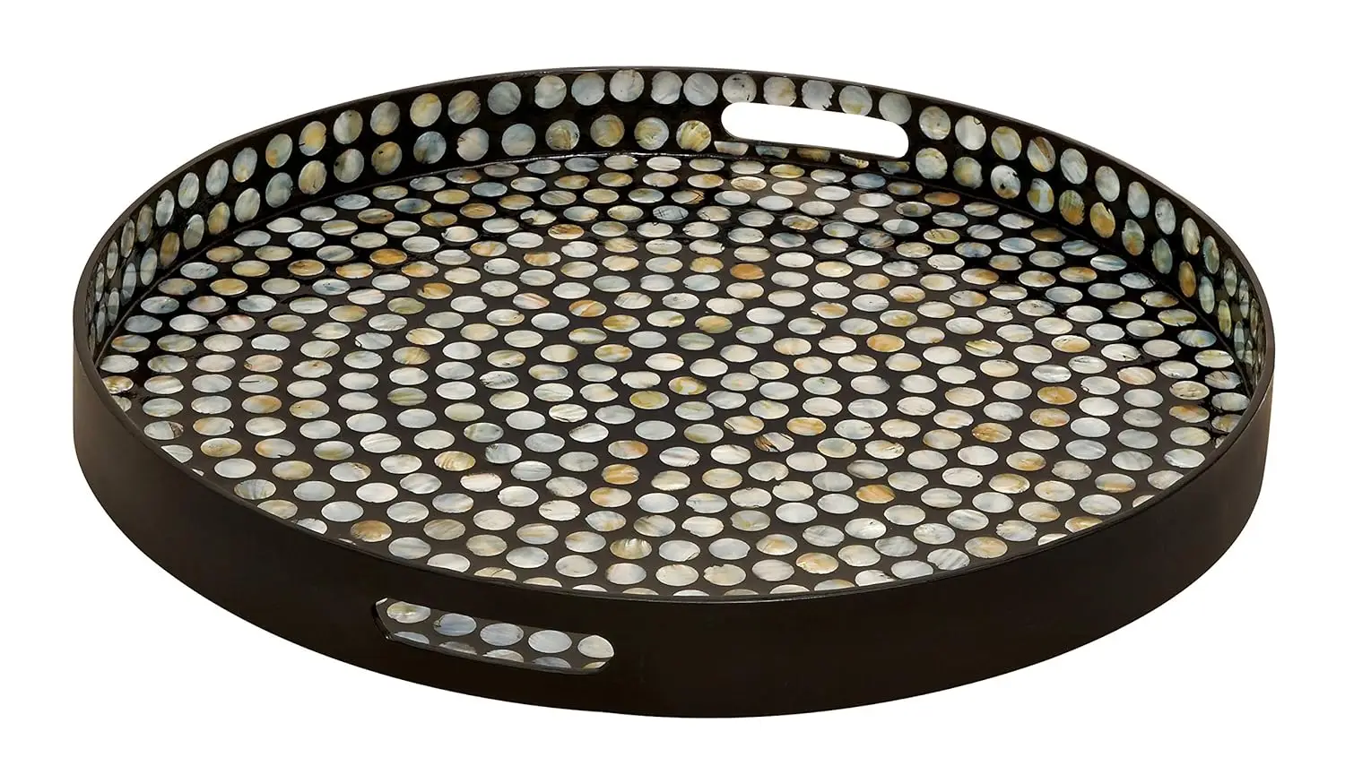 

of Pearl Round Tray with Slot Handles, 24" x 24" x 3", Black