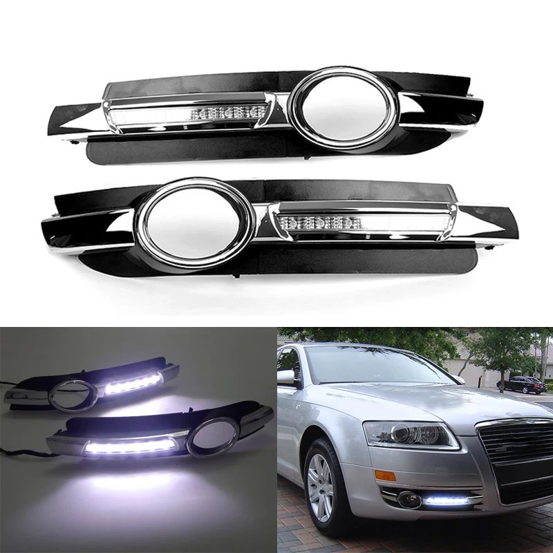 

LED DRL Daytime Running Light For Audi A6 C6 2005-2008 12 LED White lights OEM Fit LED DRL Assembly Kit