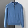 100% Goat Cashmere Men Mock-neck Sweater Zipper Pullovers Autumn Winter Thick Classical Solid Loose Knitwear Korean Men Clothes 3