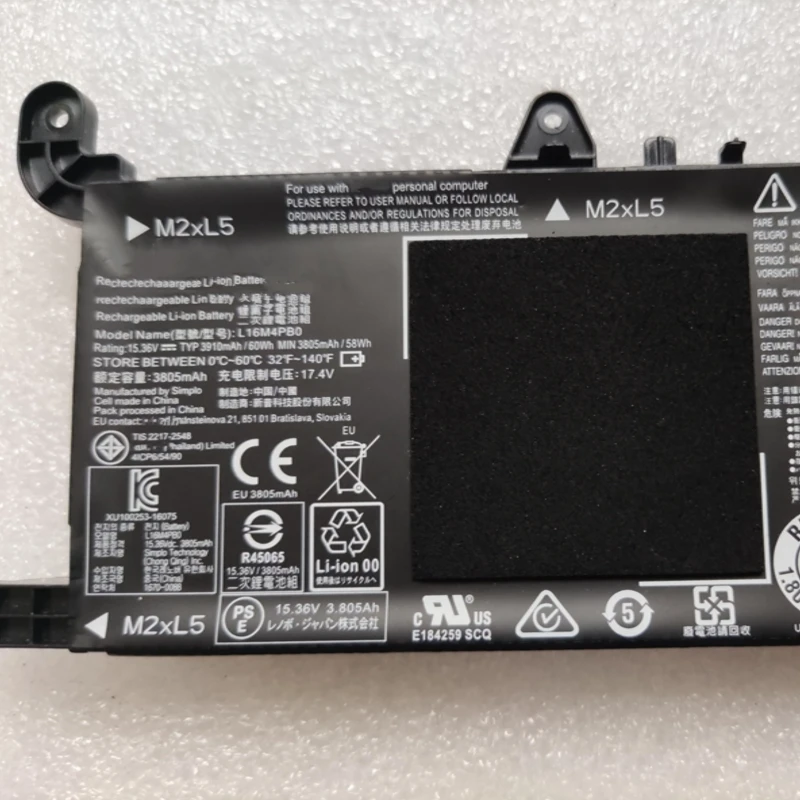 Bateria do Portátil para Lenovo Legion Y720 15ikb 80vr Y710 Sit L16m4pb0 L16s4tb0 5b10m33723 5b10m33724 14.6v 15.36v 60wh Novo - Imagem 4