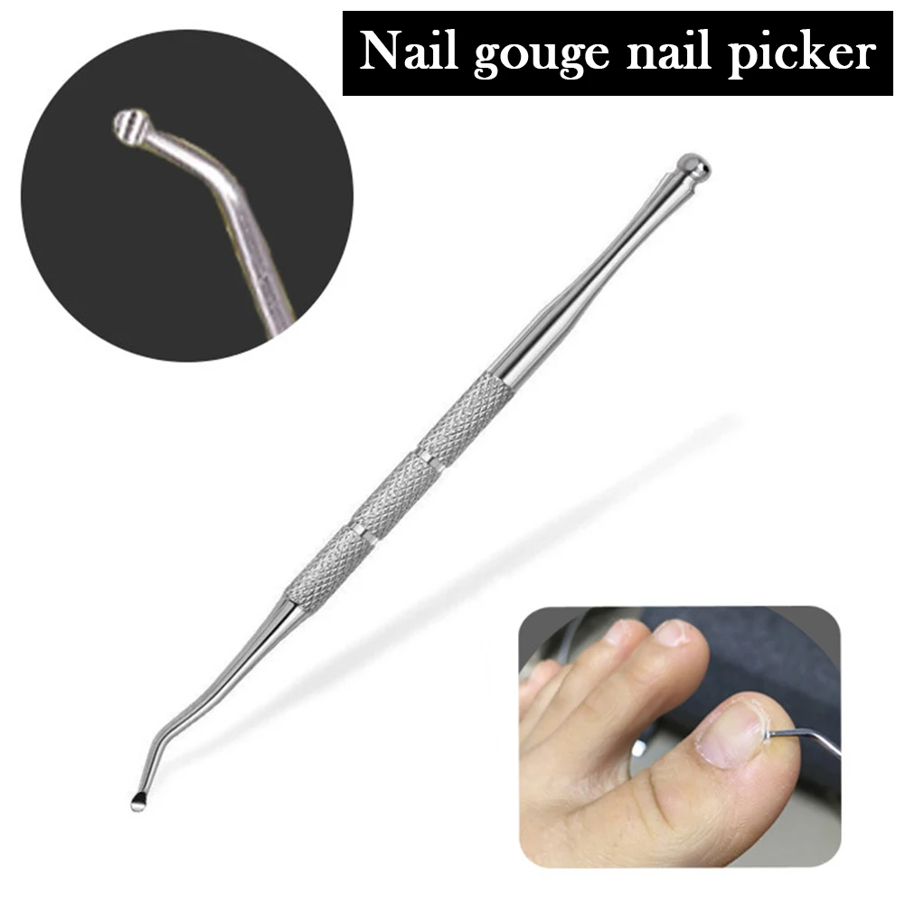 Manicure Nail Cleaning Stick Dual End Toenail Ingrown Correction Tool Nail Art Nail Care Tool Stainless Steel for Nail Cleaning