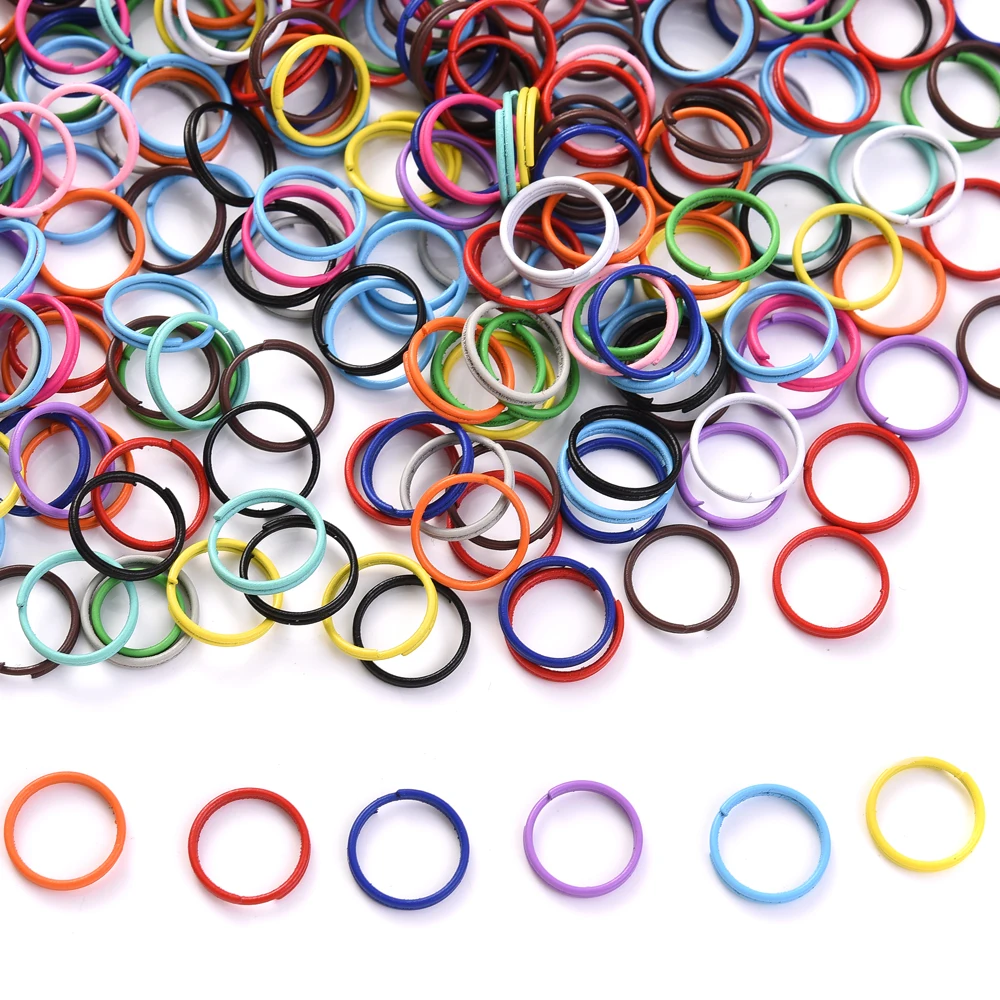 100pcs Colorful Painted Iron Rings for DIY Accessories and Keychains