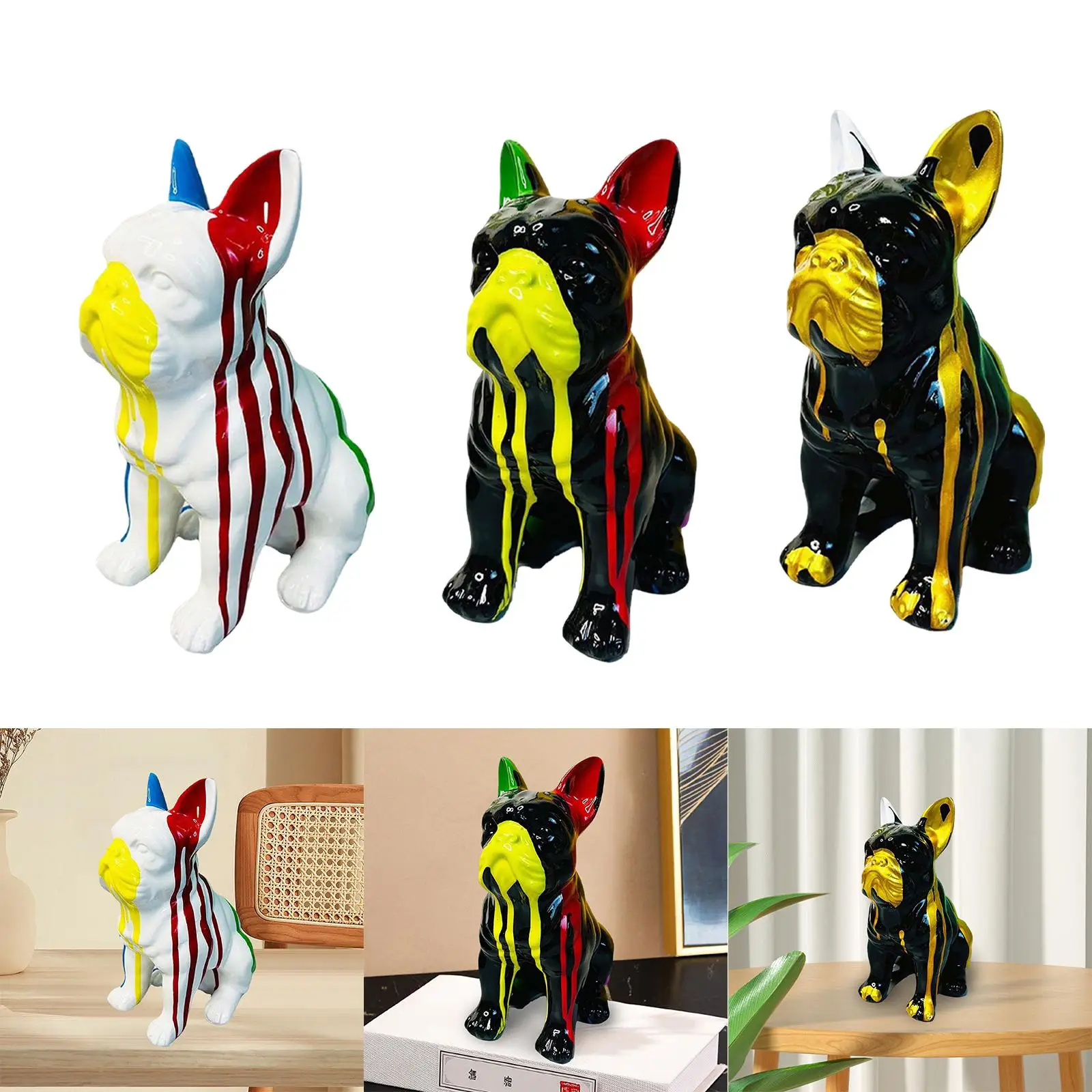 

Dog Sculpture French Bulldog Statue for Desktop Living Room Home Decoration