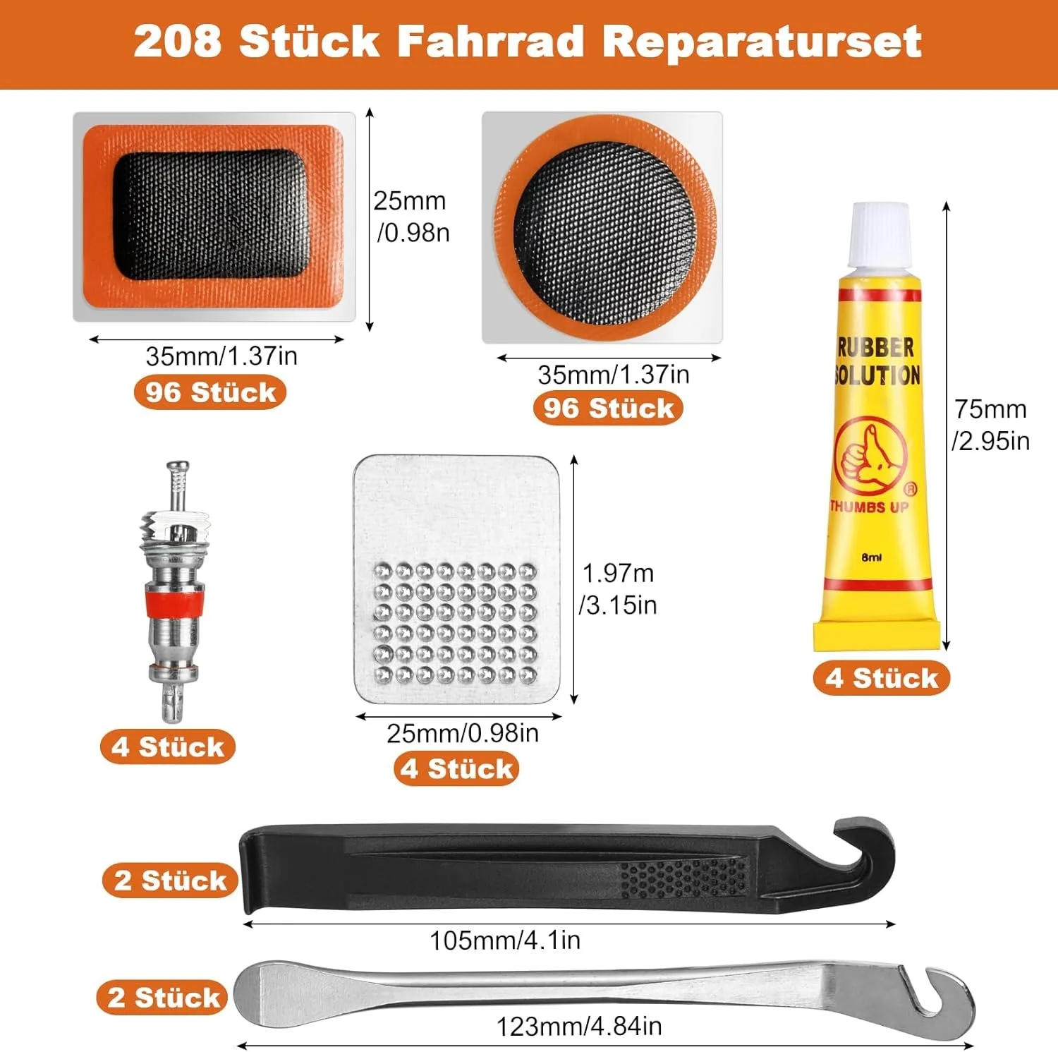 108pcs Parts Bicycle Tire Repair Kit for Motorcycles Off-road Vehicles Inner Air Chamber Tools Kit